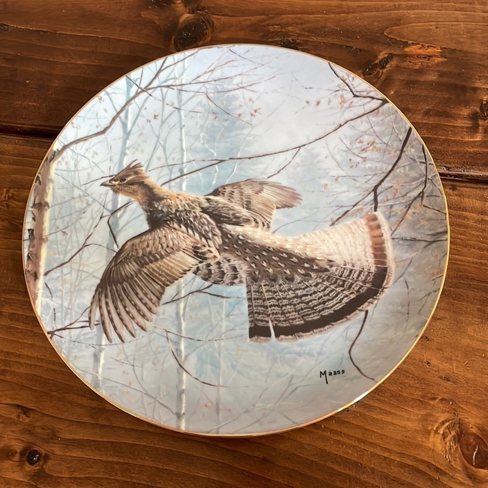 Wild Wings decorative plate - Misty Morning Revisited - ruffed grouse